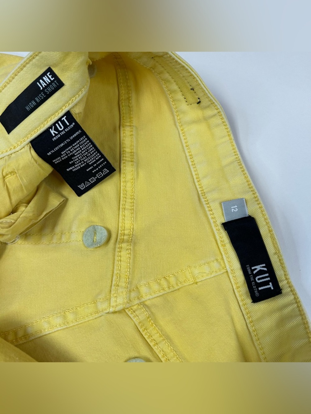 Kut From The Kloth Women’s Size 12 Jane High Rise Shorts Jean Yellow Denim #2411 - Picture 4 of 11